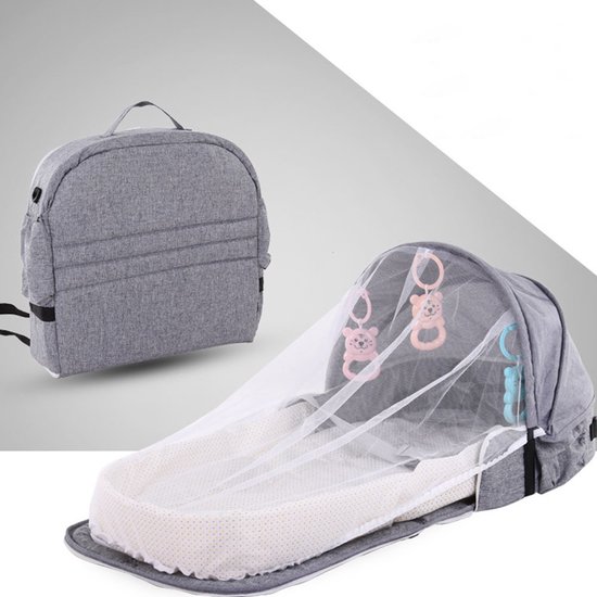 Baby-Reisbed - Multifunctioneel - Opvouwbaar - Inklapbaar - Met Muggennet - Lichtgewicht - Draagbaar - Reiswieg - Camping - Strand - Park - Babyuitrusting - Slaapplaats - Veilig - Compact - Rugzakdesign - Tub-In-Tub - Buitenshuis - Binnenhuis van Merkloos