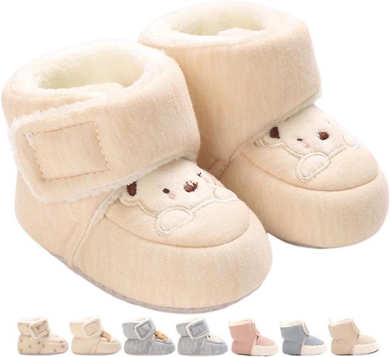 Baby Schoentjes - Babyschoenen Laarsjes - Warm Houden - Antislip Zool - 0-18 Maanden - Wit