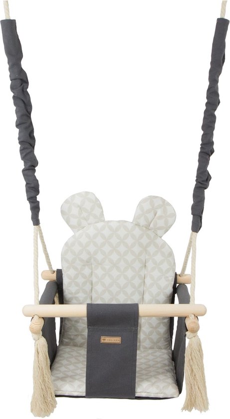 Baby schommel - hout - antraciet crème - tot 20 kg van Childhome