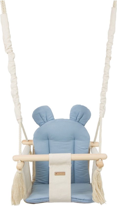 Baby schommel - hout - crème blauw - tot 20 kg van Little Dutch