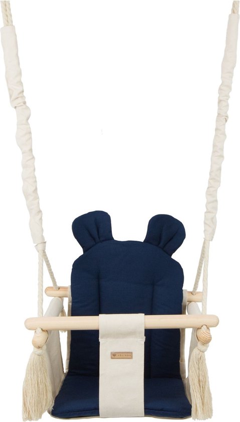 Baby schommel - hout - crème marine blauw - tot 20 kg van Childhome