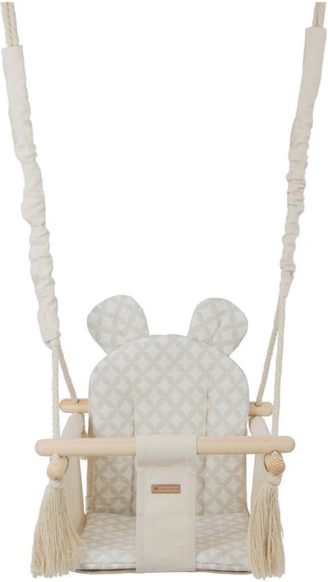 Baby schommel - hout - crème met diamant - tot 20 kg van Bieco