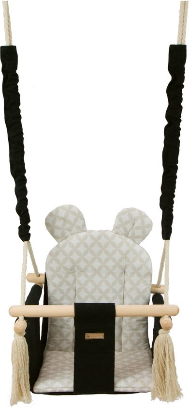 Baby schommel - hout - zwart crème met diamant - tot 20 kg van Elifant.