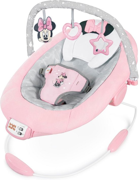 Baby Schommelstoel - Babystoel Muziek - Baby Ontspannen - Trilfunctie Melodieën - 1 Stuk - Roze Grijs