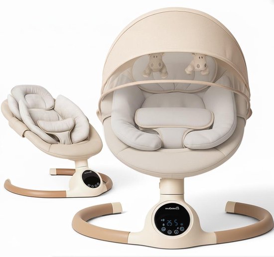 Baby Schommelstoel - Elektrische Bouncer - Baby Ontspanning - Met Bluetooth Bediening - 65 x 60 x 66 cm - Chocoladebruin
