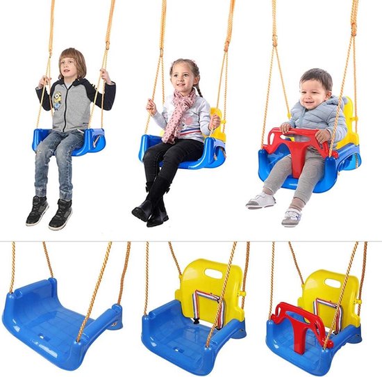 Baby Schommelstoel - Kleuter Schommel - Buiten Spelen - 3-in-1 Verstelbaar - 42D x 31W - Blauw