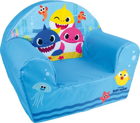 Baby Shark fauteuil - stoel - voor peuters - 33 x 52 x 42 cm - kinderfauteuil - kinderstoel van Merkloos