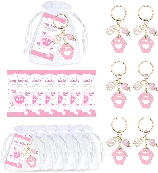 Baby Shower Bedankjes - Geboorte Bedankjes - Gasten Verrassen - Compleet Set - 6 Sets - Roze