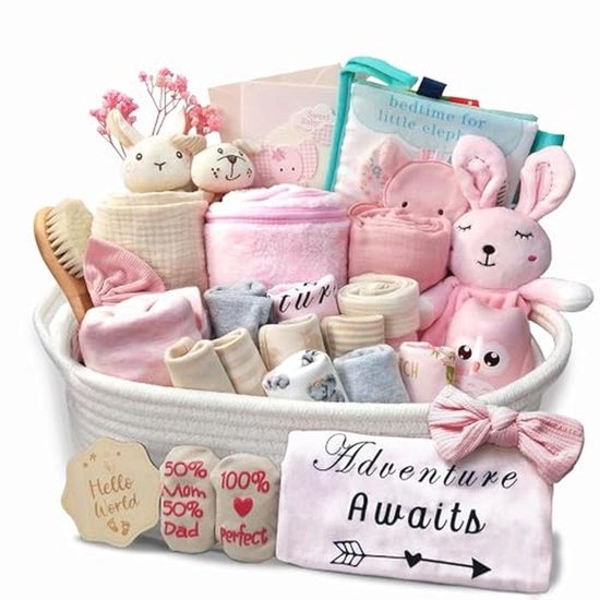 Baby Shower Geschenken voor Meisjes - 27-delige Set met Essentiële Musthaves van Merkloos