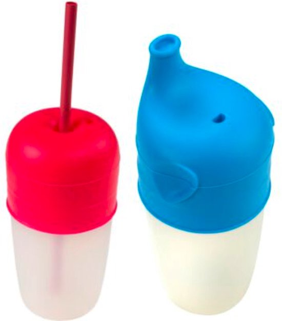 Baby siliconen beker deksel blauw/rood van Mepal