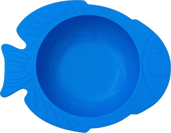 Baby siliconen eetkom in visvorm blauw van BIBS