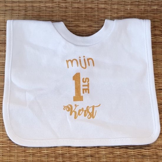 Baby slabbetje cadeau tekst goud mijn eerste kerstmis zwangerschap bekendmaking aankondiging voor de liefste aanstaande geboorte gaat worden jullie worden zwangerschapsaankondiging van MikoDream.