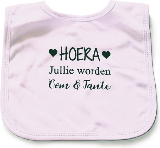 Baby slabbetje cadeau tekst hoera jullie worden oom en tante zwangerschap bekendmaking aankondiging voor de liefste aanstaande geboorte gaat gaan zwangerschapsaankondiging van Simply for babies.