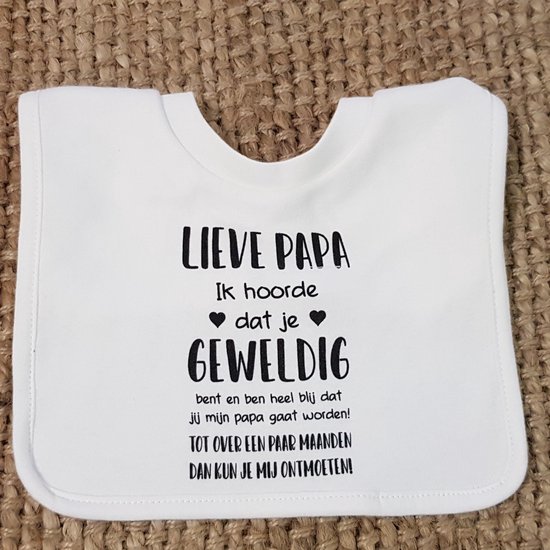Baby slabbetje cadeau tekst je wordt papa lieve geweldig ontmoeten zwangerschap bekendmaking aankondiging voor de liefste aanstaande geboorte gaat worden jullie worden zwangerschapsaankondiging eerste vaderdag van VIP-LASER.