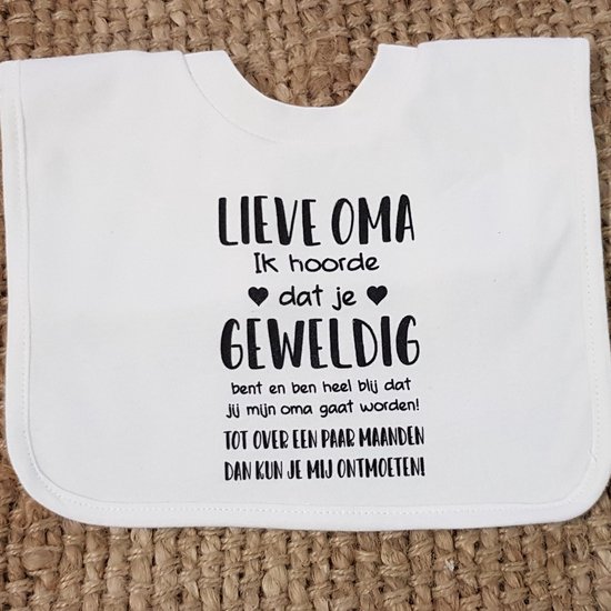 Baby slabbetje cadeau tekst oma je wordt oma hoera zwangerschap bekendmaking aankondiging voor de liefste aanstaande geboorte gaat worden jullie worden zwangerschapsaankondiging eerste moederdag van Finimi