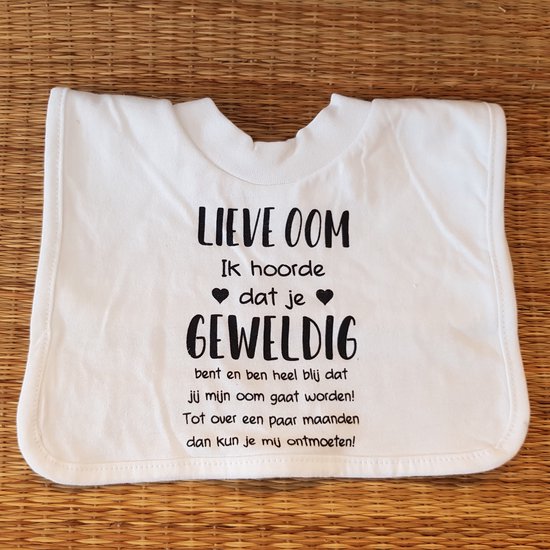 Baby slabbetje cadeau tekst oom worden hoera zwangerschap bekendmaking aankondiging voor de liefste aanstaande geboorte gaat worden jullie worden zwangerschapsaankondiging van VipBaby.
