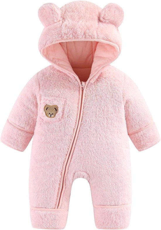 Baby Sneeuwpak - Baby Roodpak Winterpak - Baby Warm Houden - Met Oren Capuchon - 0-12 Maanden - Beige