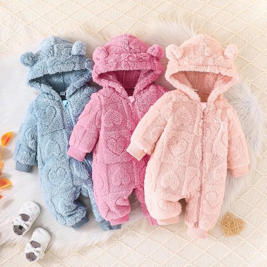 Baby Sneeuwpak - Fleece Jumpsuit - Warm Blijven - Dubbele Ritssluiting - Pasgeboren - Beige