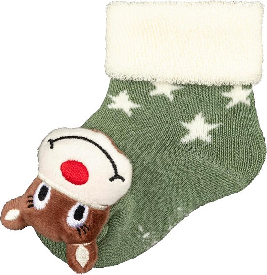 Baby Socks met Rendier Motief en Zachte Terry Binnenkant - Maat 16