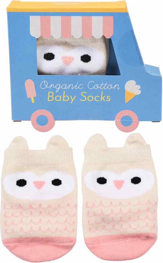 Baby sokjes - Roze uil sokjes - Geboorte - Cadeau- Kraamcadeau van Merkloos