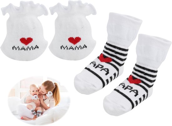 Baby Sokken Wanten - Baby Accessoires - Bescherming Baby - Zacht Katoen - 0-6 Maanden - Wit