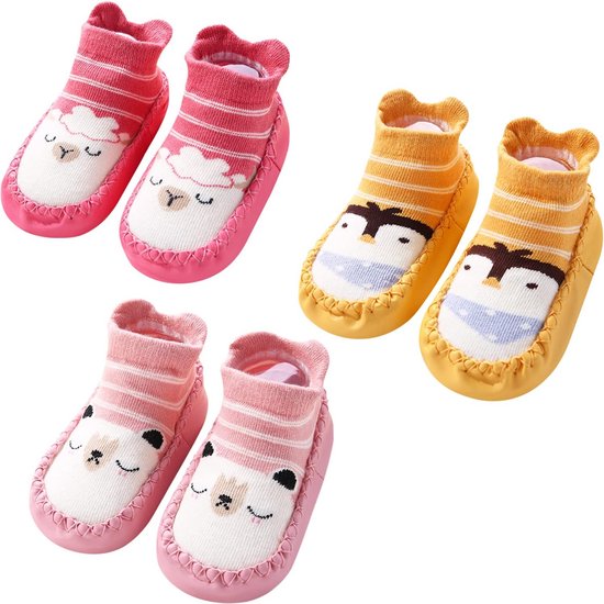 Baby Sokpantoffels Katoen Antislip Pak van 3 voor Jongens en Meisjes (9-12 Maanden)