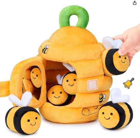 Baby speelgoed 6 maanden tot 12 maanden - Sensorisch pluche Bijenkorf speelgoed voor baby 1 jaar 2 jaar - Rammelaar, knisperpapier, spiegel - Montessori speelgoed voor peuters van 0-2 jaar van Joymaxx