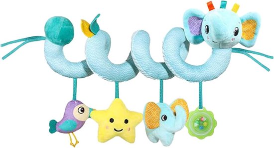 Baby Speelgoed - Autostoel Rammelaar - Baby Vermaak - Zachte Pluche - 25 x 20 cm - Olifant