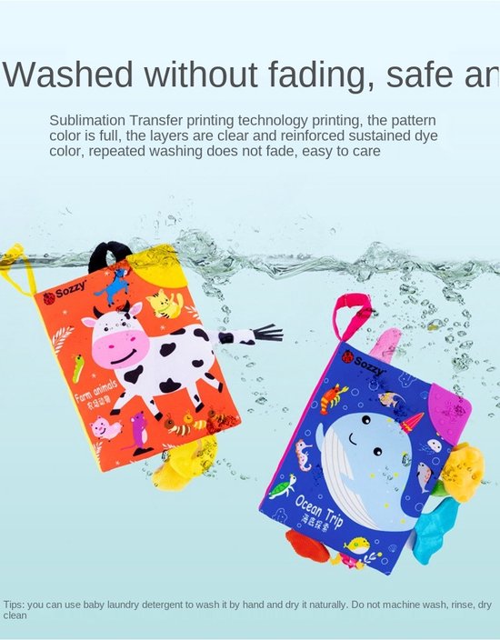 Baby speelgoed/knisperboekje /Educatief Baby Speelgoed /baby born/boek voor kinderen/Zacht Baby boek /Zacht Speelgoed/Speelgoed voor baby/ boek met bijtring/ "ocean trip" thema van Jollein