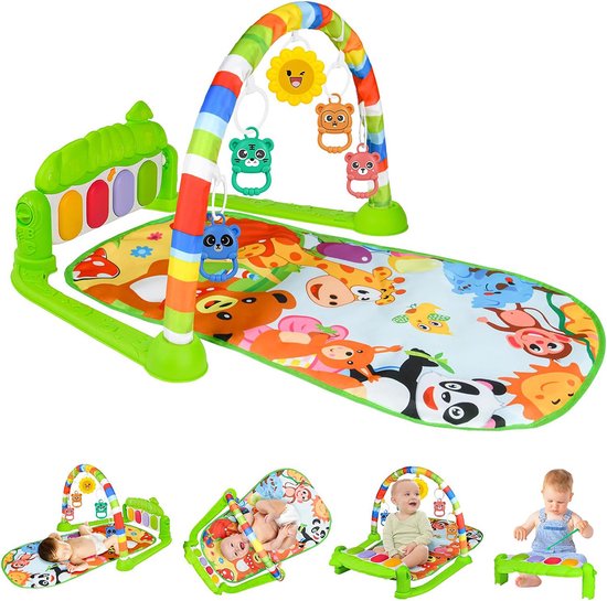 Baby Speelkleed Met Boog - Babyspeelgoed 0 Jaar - Kinderspeelgoed 1 Jaar - Speelmat - Babygym - Speelmat - Groen van EFINNY