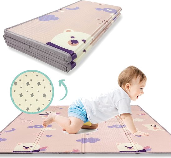 Baby Speelmat 160x180x1cm XXL Omkeerbare Foam Vloermat - Baby Speeltapijt - Zintuiglijke Ontwikkeling Speelkleed Cadeau Schatje van Schatje