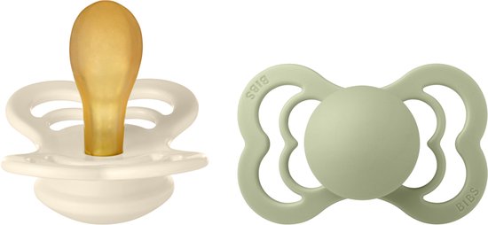 Baby Speen BIBS Fopspeen Supreme Natuurrubber Sage & Ivory 2 stuks maat 1 0-6 maanden van BIBS