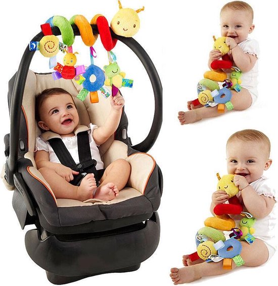 Baby spiraal rups– Baby Knuffels - Baby speelgoed - Baby rammelaar - boxspiraal - maxi cosi spiraal - kinderwagen speelgoed spiraal - buggy speelgoed - auto knuffel - baby spiraal speeltje – Autostoel ketting - kinder wagen knuffels van FoxyFeels