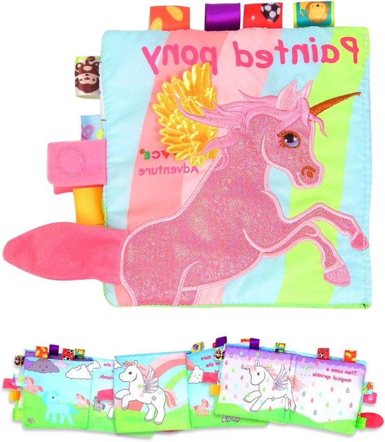 Baby Stoffen Boek - Zintuiglijk Speelgoed - Baby Ontwikkeling - Verschillende Texturen - 30 cm - Multicolor