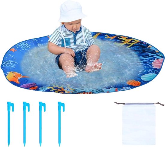 Baby Strandbad - Peuter Zwembad - Waterpret Buiten - Opblaasvrij Ontwerp - 150x150cm - Zandkleurig