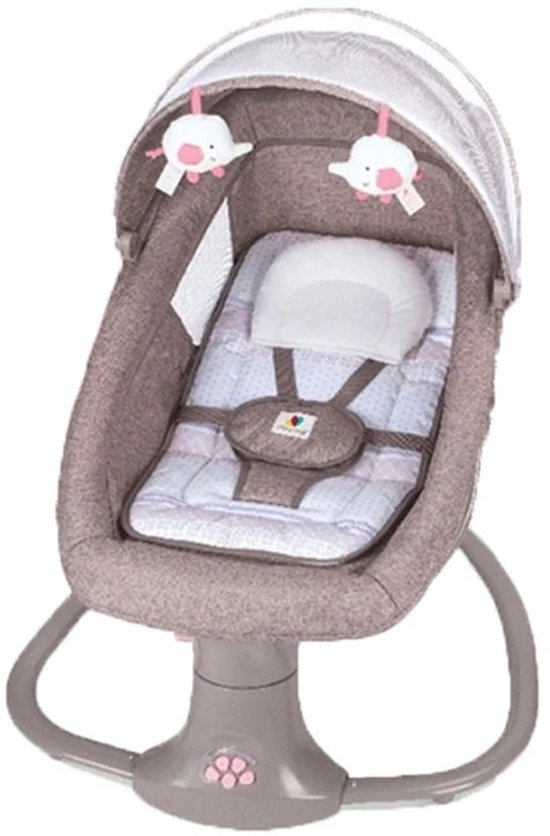 Baby Swing - Elektrische Babyschommel - Automatische Wipstoel voor je Baby - Schommelstoel - Babyswing - Uitneembare Wasbare Wipstoelhoes - Voor pasgeboren baby's - Koffie roze