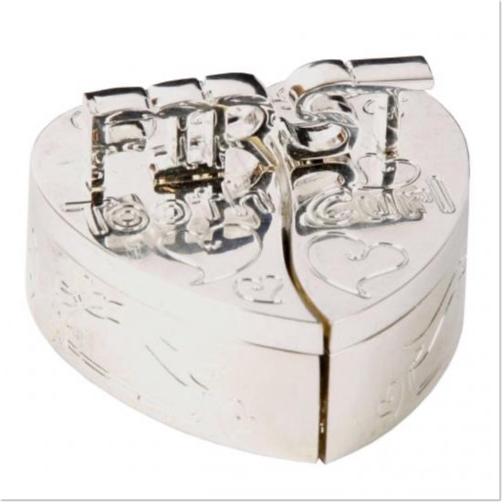 Baby tanden en haarlok doosje deelbaar hart zilver van Kidooz.