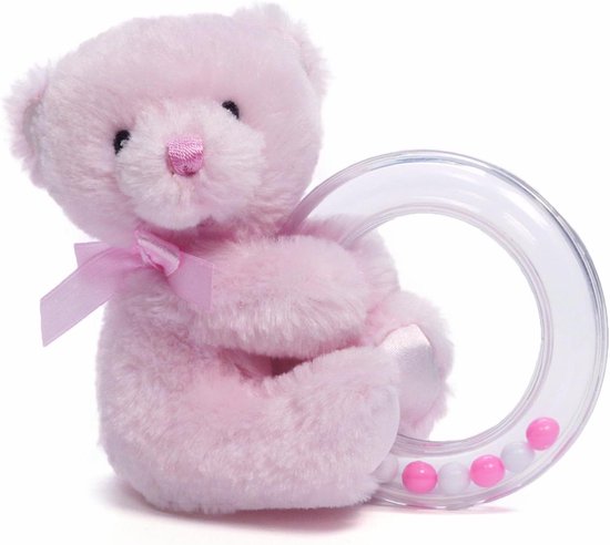 Baby Teddy Rammelaar - Knuffel Ring - Baby Ontwikkeling - Super Zacht Materiaal - 10 cm - Roze