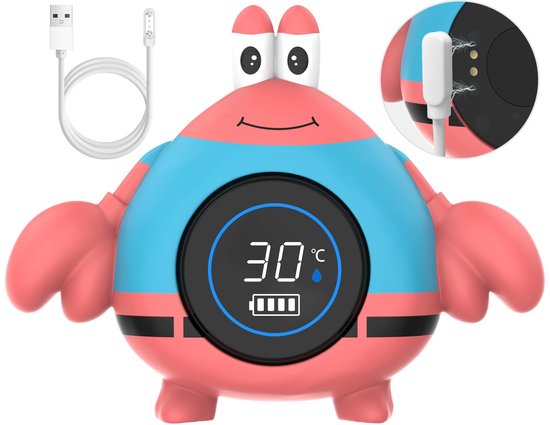 Baby Thermometer met Temperatuurwaarschuwing - Oplaadbare Waterthermometer - Veilig Drijvend Speelgoed voor Peuters - Voor Bad, Babybadje en Zwembad - Digitale Temperatuurmeter - Baby Veiligheidsthermometer