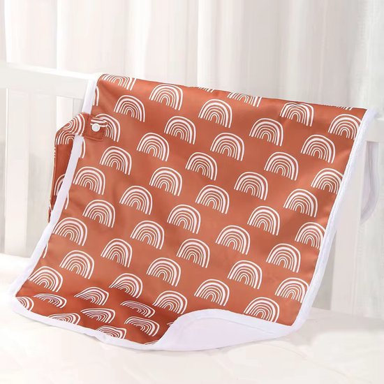 Baby Verschoonmatje voor onderweg - Roestbruin Rainbow - Waterproof - 60x36 cm van Kailey's Dreamworld