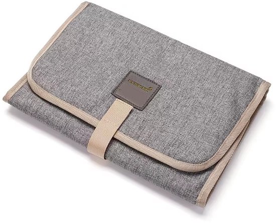 Baby Verschoonmatje voor onderweg - Waterbestendig - Grijs Taupe - 58x30 cm van Merkloos