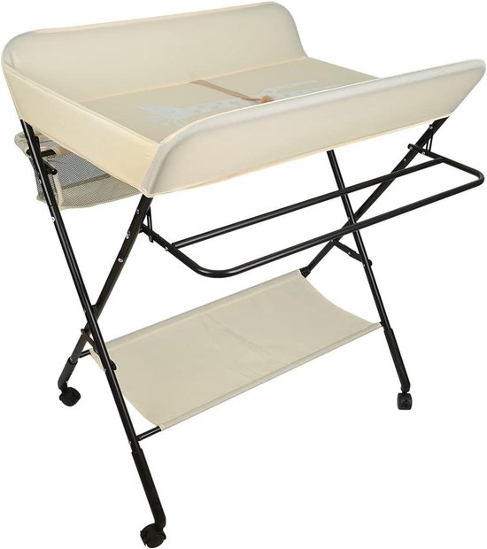 Baby Verschoontafel - Commode en badje - Babyverzorging Thuis - Inklapbaar en Draagbaar - 0-12 Maanden - Donkergrijs