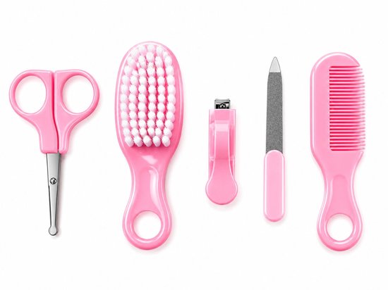 Baby Verzorgingsset 5-delig Roze – Nagelknipper, Schaar, Borstel, Kam & Nagelvijl voor Baby’s
