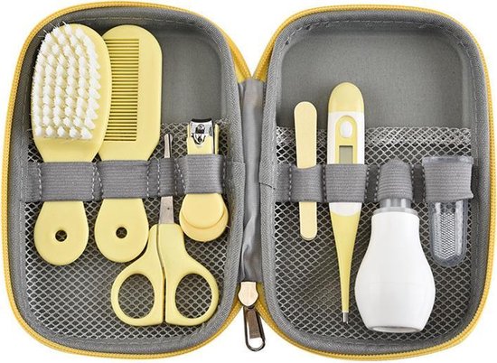 Baby Verzorgingsset - Baby Manicure Set - Baby Borstel - Baby Kam - Kraamcadeau - Geel van Allura