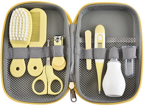 Baby Verzorgingsset - Baby Manicure Set - Baby Verzorgingsproducten - Kraam Cadeau - Baby Borstel - Baby Kam - Baby Snot Aspirator- Nagelschaar Vijl - Perfect Kraamcadeau - Geel van Merkloos