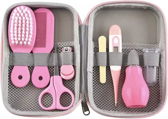 baby verzorgingsset - baby manicureset - 9 delig - babyshowergift - roze van Lictin