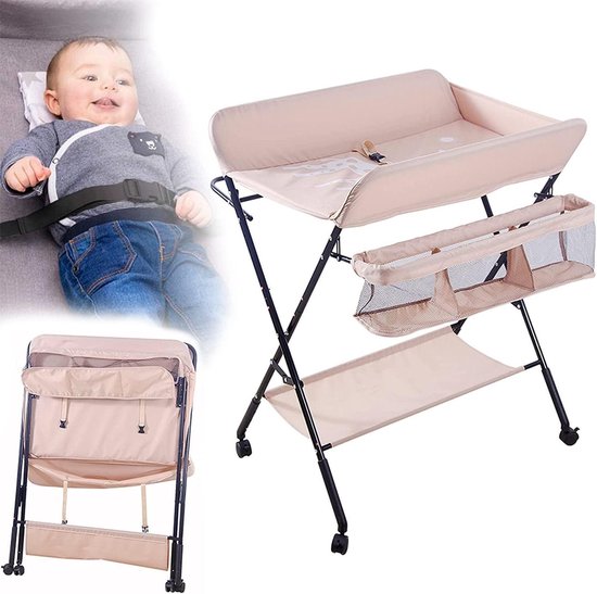 Baby verzorgingstafel - Commode badje - Baby verzorgen - Opvouwbaar draagbaar - Tot 25 kg - Roze van Merkloos