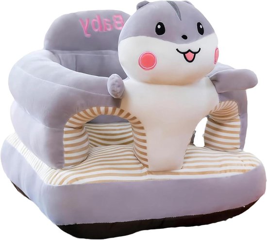 Baby vloerzitje - Zitstoel baby - Zittend leren - Schattige hamstervorm - 45 x 45 cm - Grijs