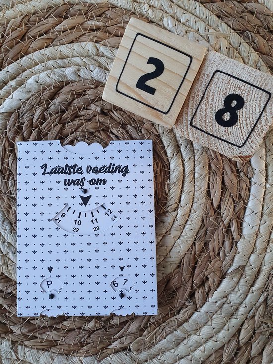 Baby Voedingskaart | Voedingsschijf | Kraamcadeau | Zwangerschap | 28- zwart | wit met modern bloem motief van Mijn Baby Graffiti