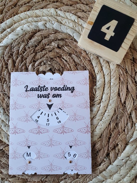 Baby Voedingskaart | Voedingsschijf | Kraamcadeau | Zwangerschap | 4- creme | natuurtinten met vlinders van Little Dutch